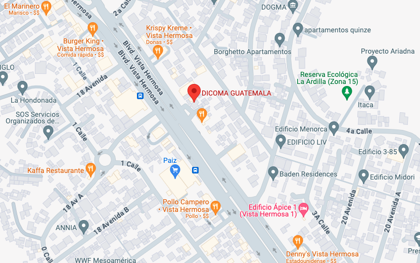 imagen de la direccion de dicoma guatemala vista en google maps